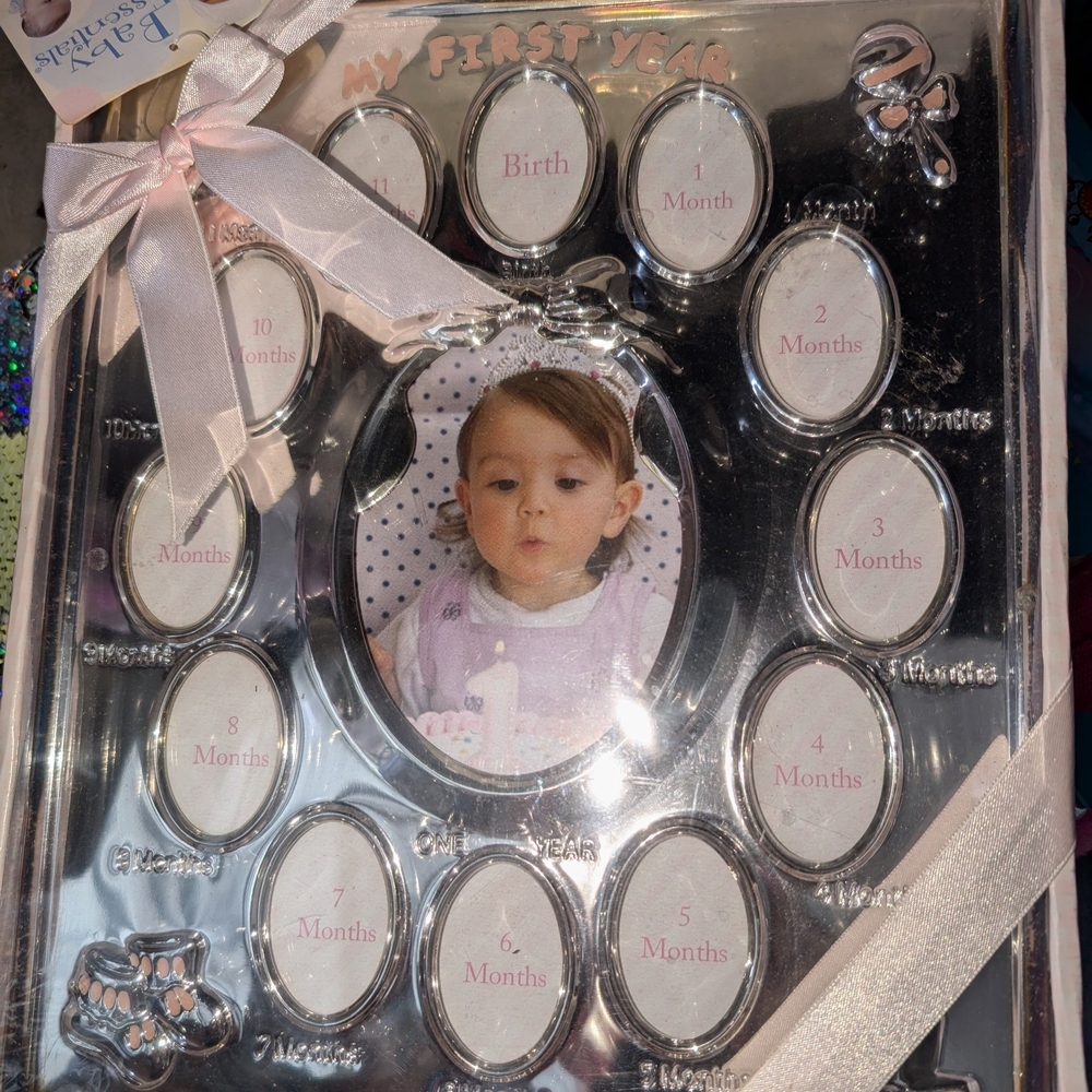 Baby Essentials Pink and Silver Milestone Photo Frame